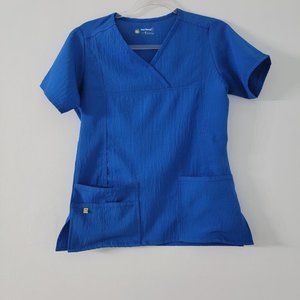 WonderWink | Royal Blue Four-Stretch V-Neck Mock Wrap Scrub Top